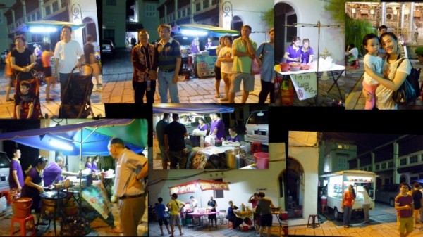 Visitors watching the evening’s performance while hawkers served customers.